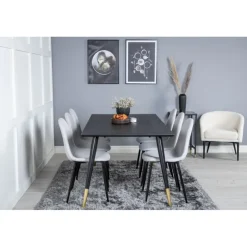 Dipp t Spisebordssæt - Sort, Messing og Lysegrå