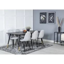 Dipp t Spisebordssæt - Sort, Messing og Lysegrå