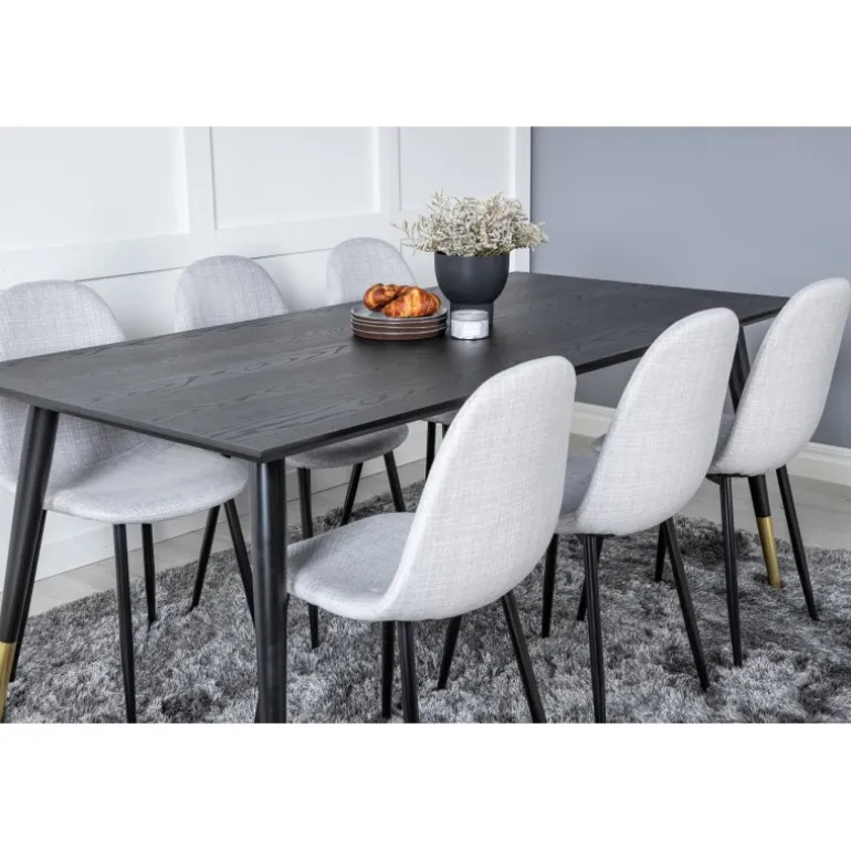 Dipp t Spisebordssæt - Sort, Messing og Lysegrå