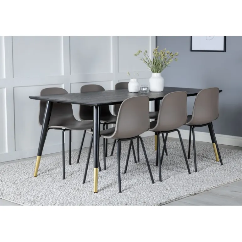 Dipp t Spisebordssæt - Sort, Messing og Grøn