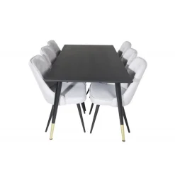 Dipp t Spisebordssæt - Sort, Messing og Lysegrå