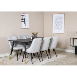 Dipp t Spisebordssæt - Sort, Messing og Lysegrå