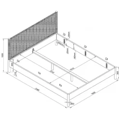 Dobbeltseng 160 x 200 cm – Olive i eg med fletgavl