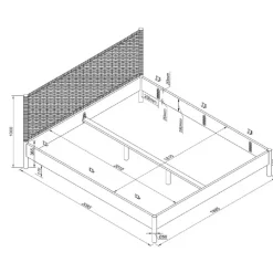 Dobbeltseng 180 x 200 cm – Olive i eg med flettet gavl