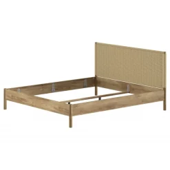 Dobbeltseng 180 x 200 cm – Olive i eg med flettet gavl