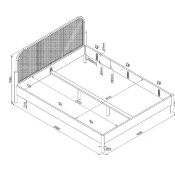 Dobbeltseng i eg med rattan gavl – Olive 160 × 200 cm