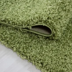 Dream Rund Shaggy tæppe Ensfarvet - Grøn