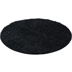 Dream Rund Shaggy tæppe Ensfarvet - Antracit