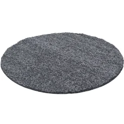 Dream Rund Shaggy tæppe Ensfarvet - Grå