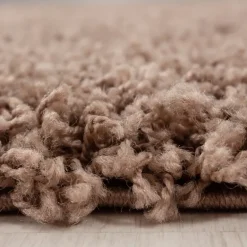 Dream Rund Shaggy tæppe Ensfarvet - Mokka