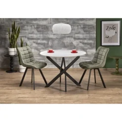 EDGAR 2 bord, top - Hvid marmor, ben - Sort