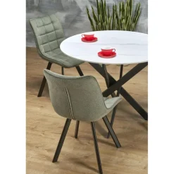 EDGAR 2 bord, top - Hvid marmor, ben - Sort