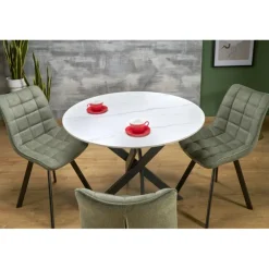 EDGAR 2 bord, top - Hvid marmor, ben - Sort