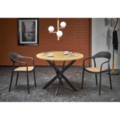 EDGAR bord, top - gylden eg, ben - Sort