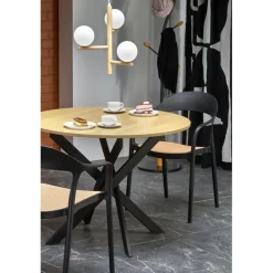 EDGAR bord, top - gylden eg, ben - Sort