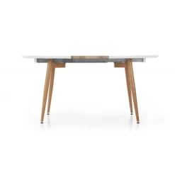 EDWARD Spisebord med udtræk, - honningeg