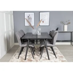 Elegant Spisebordssæt - Sort og Grå