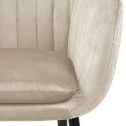 Emilia spisebordsstol med armlæn sandfarvet velour