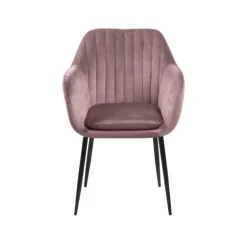 Emilia Spisebordsstol Rosa velour med armlæn