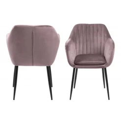 Emilia Spisebordsstol Rosa velour med armlæn