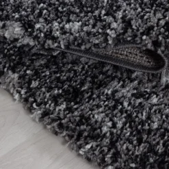 Enjoy Rund Shaggy tæppe Plettet - Antracit