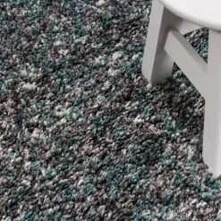 Enjoy Rund Shaggy tæppe Plettet - Blå