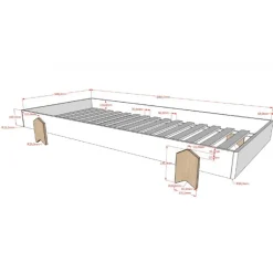 Enkeltseng 90 x 200 cm – Modulo, hvid stabelbar med pileben