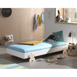 Enkeltseng 90 x 200 cm – Modulo, hvid, stabelbar