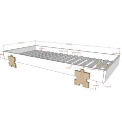 Enkeltseng 90 x 200 cm – Modulo, hvid, stabelbar