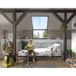 Enkeltseng daybed 90 x 200 cm – Alice, sort metal