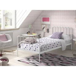 Enkeltseng i metal – Alice 90 x 200 cm, hvid