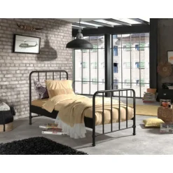 Enkeltseng metal 90 x 200 – Bronxx, sort