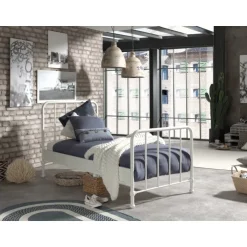 Enkeltseng metal 90 x 200 cm – Bronxx, hvid