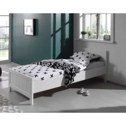 Enkeltseng 90x200 – Erik, hvid lakeret MDF og fyr