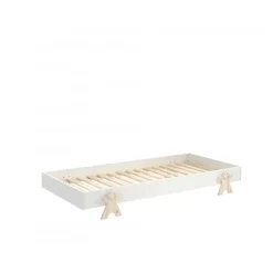 Enkeltseng 90x200 – Modulo, stabelbar med smiley-ben, hvid