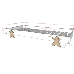 Enkeltseng 90x200 – Modulo, stabelbar med smiley-ben, hvid