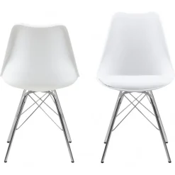Eris Spisebordsstol hvid med Kromeben