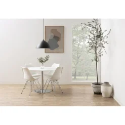 Eris Spisebordsstol hvid med Kromeben