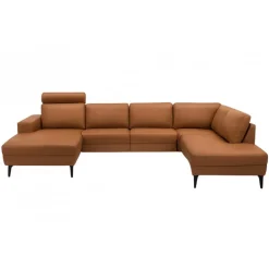Esbjerg Læderhjørnesofa med chaiselong Cognac - Venstrevendt