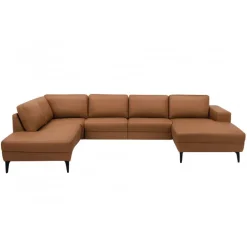 Esbjerg Læderhjørnesofa med chaiselong Cognac - Højrevendt