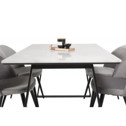 Estelle e Spisestuesæt - Sort, Lysegrå og Hvid