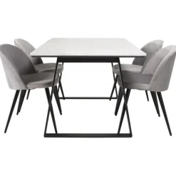 Estelle e Spisestuesæt - Sort, Lysegrå og Hvid