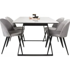 Estelle e Spisestuesæt - Sort, Lysegrå og Hvid