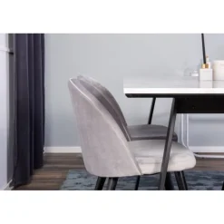 Estelle e Spisestuesæt - Sort, Lysegrå og Hvid