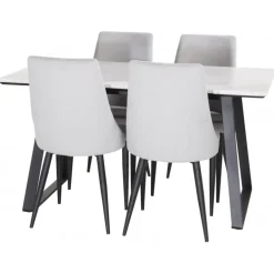 Estelle Marmor Spisestuesæt med 4 spisestole