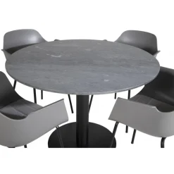 Estelle Rund Spisebordssæt - Sort og Grå