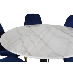 Estelle Rund Spisebordssæt - Sort, Blå og Hvid