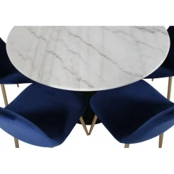 Estelle Rund Spisebordssæt - Sort, Blå og Hvid