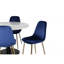 Estelle Rund Spisebordssæt - Sort, Blå og Hvid