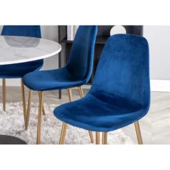 Estelle Rund Spisebordssæt - Sort, Blå og Hvid